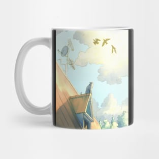 a cat on the roof Mug